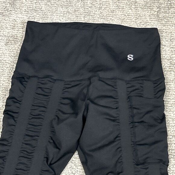 Skinnify Resistance Band Booty Leggings Womens Medium 4 Bands Black Stretch - Picture 2 of 7